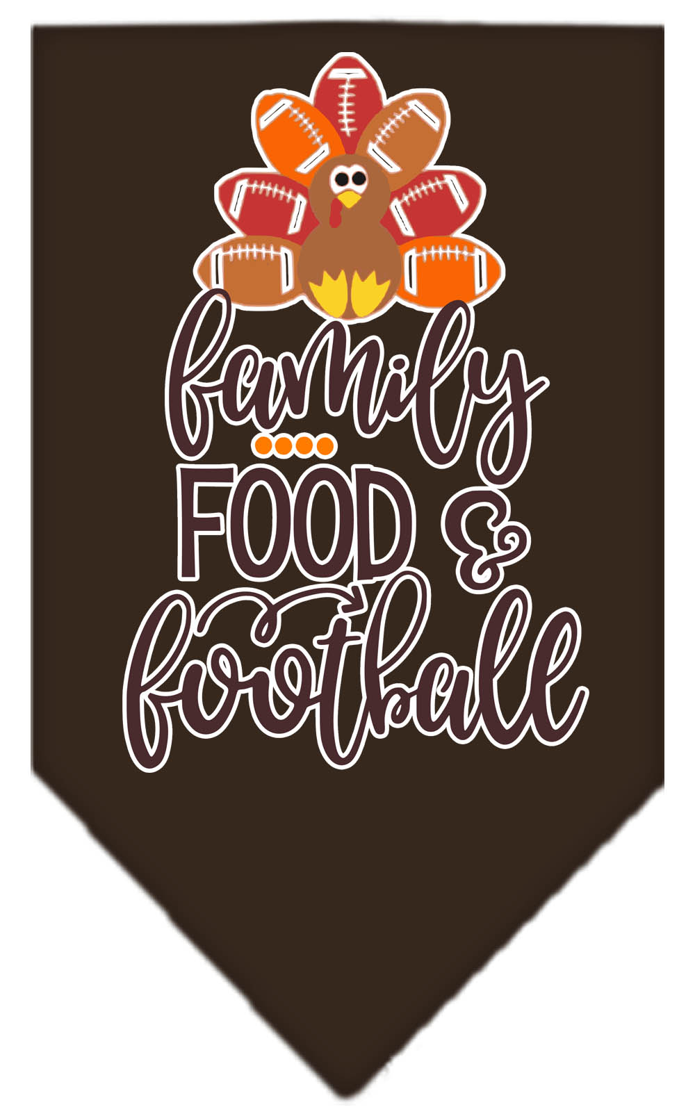 Family, Food, and Football Screen Print Bandana Cocoa Small